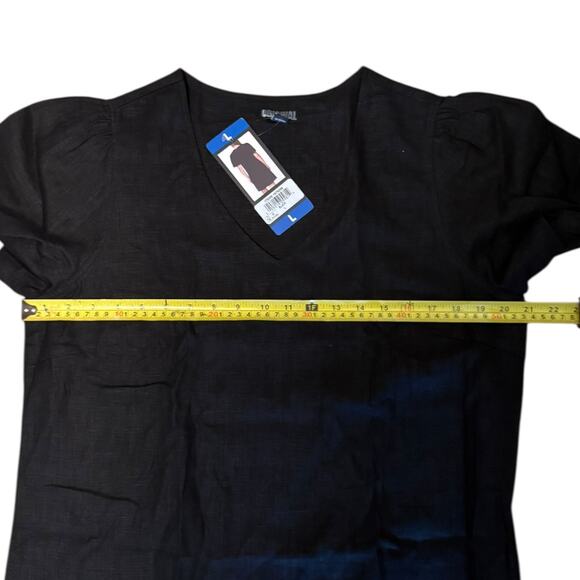 Nicole Miller Original Black V Neck Linen Dress Size Large - Picture 4 of 5